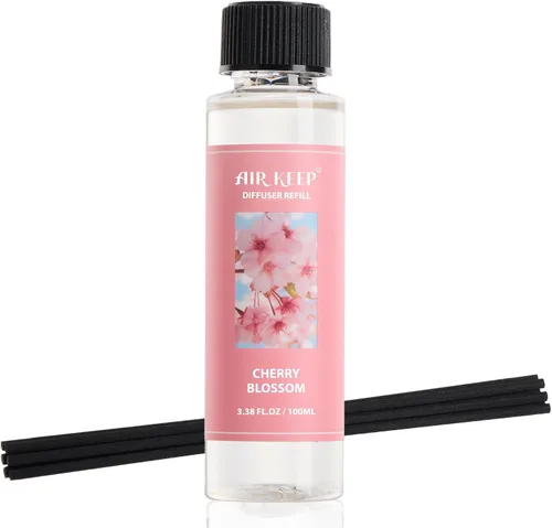 Vista 9 de Airkeep Juego de difusor de varillas – 3.38 onzas líquidas (3.4 fl oz), difusor de aroma de bambú para el hogar, incluye 8 varillas difusoras