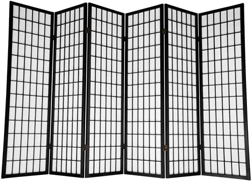 Vista 5 de Divisor de habitación de estilo tradicional (negro, 3 paneles)