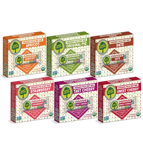 Vista 9 de Happy Village Barra orgánica de higo y nueces, APRICOT, solo 3 ingredientes, sin gluten, sin azúcar añadida, Kosher, sin OMG, vegana, buena fuente