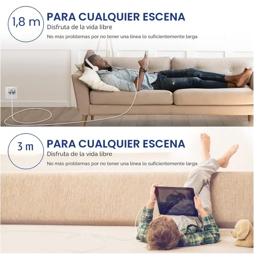 Vista 7 de Cargador de iPhone de carga rápida, paquete de 2 bloques de carga de pared tipo C con 2 unidades [6 pies y 10 pies] cable USB C a Lightning