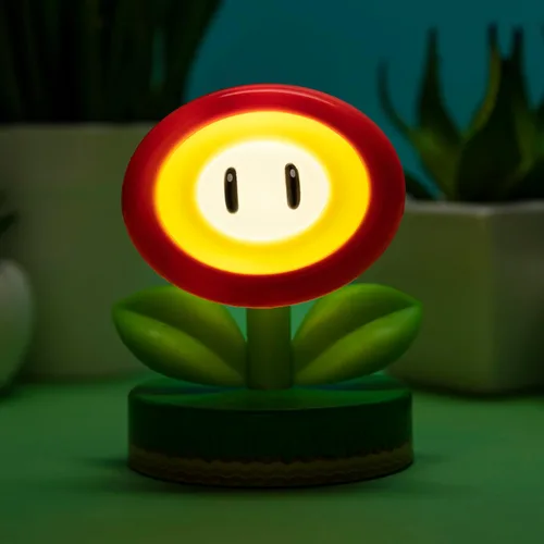 Vista 3 de Paladone Super Mario Fire Flower Icon Light - Producto oficial de Nintendo, color verde