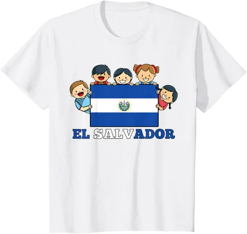 Vista 28 de Camiseta salvadoreña del Mes de la Herencia Hispana con la bandera de El Salvador para niños, Negro