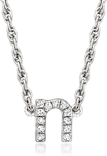 Vista 5 de Ross-Simons Diamond-Accented Lowercase Mini Initial Necklace in Sterling Silver