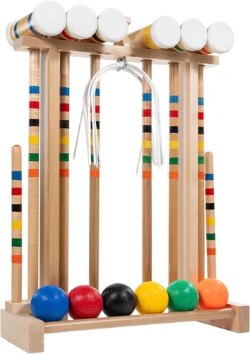 Vista 2 de Deluxe Amish Made Croquet Set Juego - 6 jugadores - Madera dura duradera - por Framco