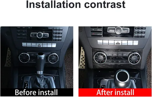Vista 2 de YIWANG Marco de perilla de control central de ABS cromado para Mercedes Benz Clase C W204 2011-2014 Accesorios de automóvil (grano de madera negra)