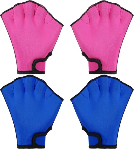 Vista 10 de Sumind - 2 pares de guantes de natación para mujeres y hombres, guantes de neopreno con malla para aeróbicos acuáticos, ejercicio de piscina, Negro
