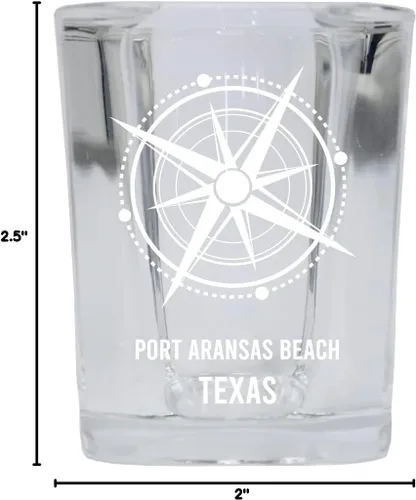 Vista 3 de Port Aransas Beach Texas Beach Souvenir - Vaso de chupito de base cuadrada de 2 onzas, individual