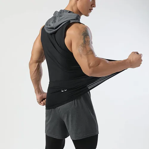Vista 5 de Magiftbox T55N - Camiseta sin mangas para hombre, con capucha y corte atlético