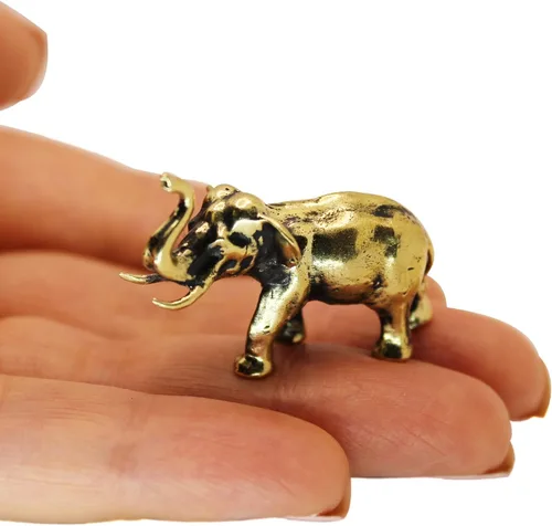 Vista 6 de Estatuilla de elefante de latón Feng Shui Lucky Miniature Art Hecho a mano