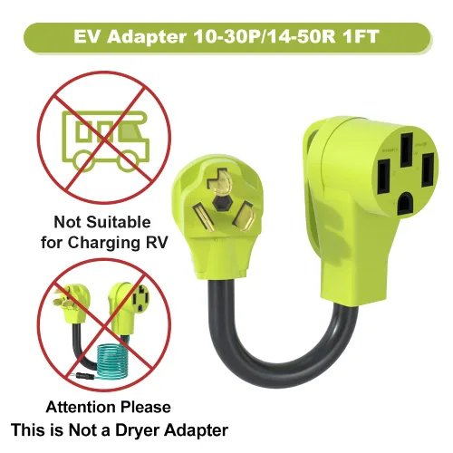 Vista 3 de Adaptador NEMA 10-30P a 14-50R EV, enchufe de secadora de 30 amperios a cable adaptador de cargador EV de 50 amperios, para carga de nivel 2