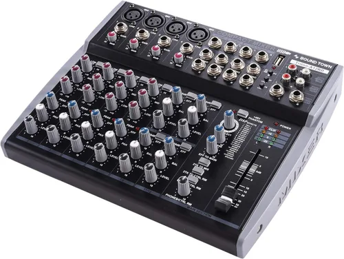 Vista 2 de Sound Town Mezclador de audio profesional de 12 canales con interfaz USB, grabación, EQ, Bluetooth, DSP y 48V Phantom (TRITON-A12BD)