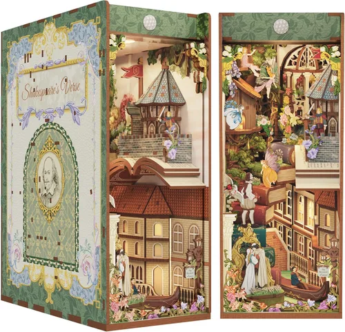 Vista 8 de Tonecheer x British Library - Kit de manualidades para rincón de lectura DIY, rompecabezas 3D de madera de Shakespeare para adultos, decoración