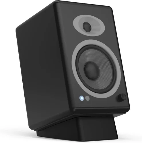 Vista 9 de HumanCentric Soporte de altavoz de escritorio para altavoces medianos, elevador en ángulo de silicona antivibración para computadora, estantería