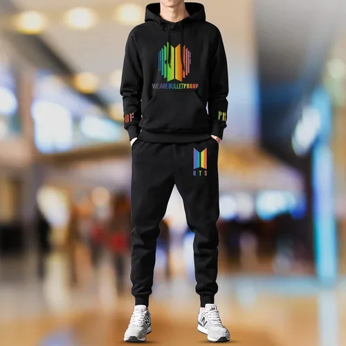 Vista 2 de Valvia Sudadera con capucha y pantalones deportivos para niños y niñas, 2 piezas, sudadera casual para hombres y mujeres