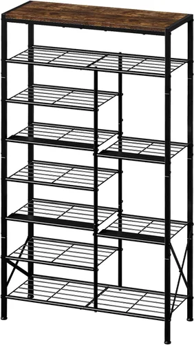 Vista 9 de Estante de zapatos de 8 niveles, organizador de almacenamiento de zapatos con almacenamiento para botas, estante de zapatos de gran capacidad que