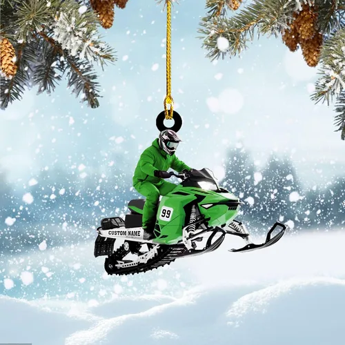 Vista 3 de Zapatos de motos de nieve personalizados personalizados adorno de Navidad de acrílico para amantes de motos de nieve (SM 1)