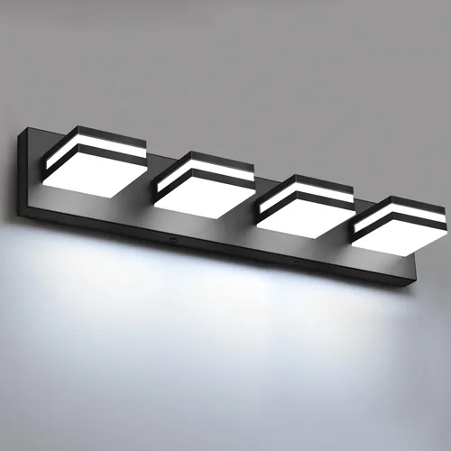 Vista 17 de IZORRO Luces LED modernas para baño (8 luces, regulables), iluminación de pared acrílica blanca mate, luces de tocador para baño sobre espejo, 6000
