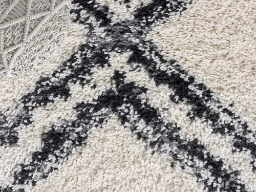 Vista 6 de Abani Alfombra marroquí de pelo largo marfil y gris, alfombra tradicional con estampado tribal de diamante, 7.9 x 10.2 pies (8 x 10), alfombra