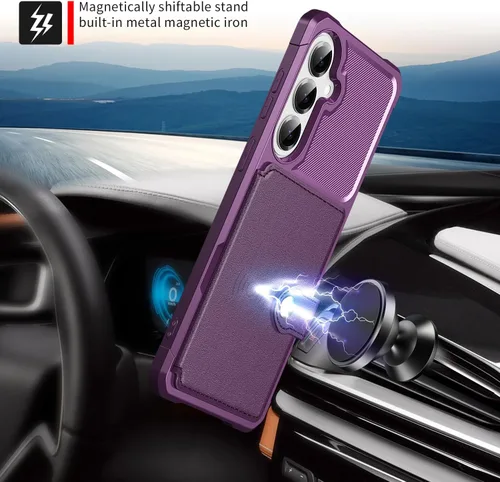 Vista 37 de Funda para Samsung Galaxy S21 Ultra con tarjetero, compatible con soporte magnético para automóvil, resistente a los golpes, resistente, suave, TPU