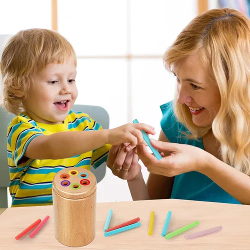 Vista 4 de Juguetes Montessori para niños de 1 a 3 años, juguetes de viaje para niños pequeños, juguete apilable de madera para niños de 18 meses en adelante
