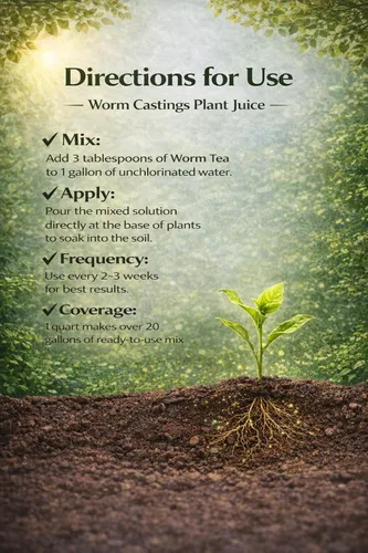 Vista 4 de Jugo de plantas de té de fundición de gusanos - Cuarto de galón. Té concentrado de gusano con algas, extracto de algas marinas y ácido húmico.