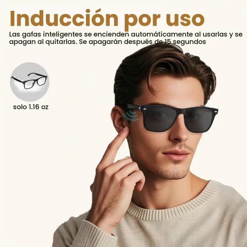 Vista 6 de Gafas inteligentes de audio Bluetooth para mujeres y hombres, lentes de sol polarizados con Bluetooth, altavoz de oreja abierta, control de voz