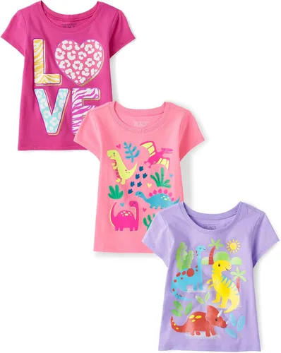 Vista 19 de The Children's Place Camisetas estampadas de manga corta para bebés y niñas pequeñas, con diseño de unicornios y mariposas, a la moda, paquete de 3