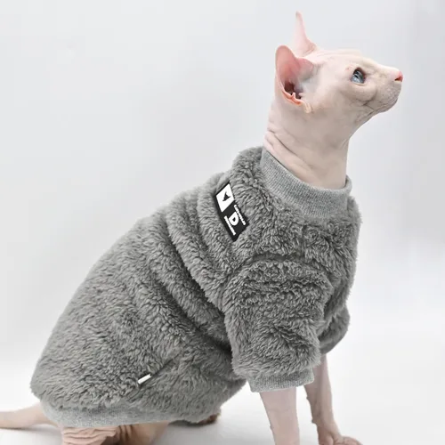 Vista 5 de Suéter cálido para mascotas Sphynx Ropa de gato suave de moda Ropa de gato cómoda engrosada invierno esfinge ropa de gato sin pelo (XS)