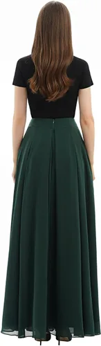 Vista 3 de Diydress - Faldas largas de gasa para mujer, falda larga hasta el suelo, cintura alta, faldas formales de fiesta de graduación con bolsillos
