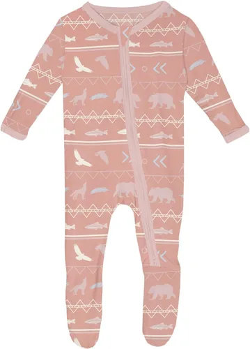 Vista 12 de KicKee Baby & Toddler - Pijama de viscosa ultrasuave de bambú con patas abatibles y puños