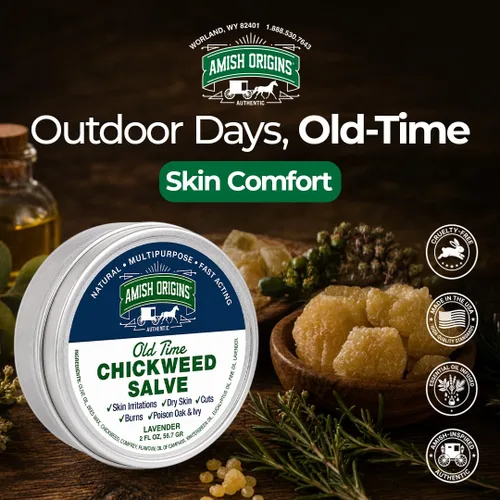 Vista 6 de Amish Origins Old Time Chickweed Salve 2 oz - El mejor bloqueador de hiedra venenosa/roble venenoso, bálsamo curativo para trastornos de la piel