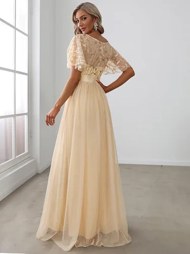 Vista 2 de Ever-Pretty - Vestido con bordado cintura imperial y acampanado para mujer 0904 para fiesta y graduación
