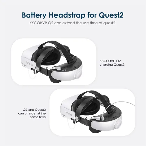 Vista 3 de KKCOBVR Q2 Elite Head Strap with 6800 Mh Battery Pack Compatible with MetaQuest 2Reduce Pressure Enhanced Support and Comfort in Quest2 Extend 35-4H