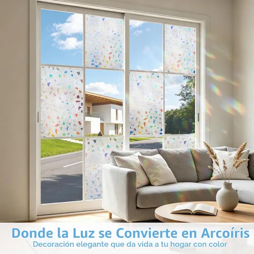Vista 3 de LEMON CLOUD Película decorativa para ventana, película de privacidad para vidrieras, esmerilado estático para puerta de vidrio y hogar, diseño
