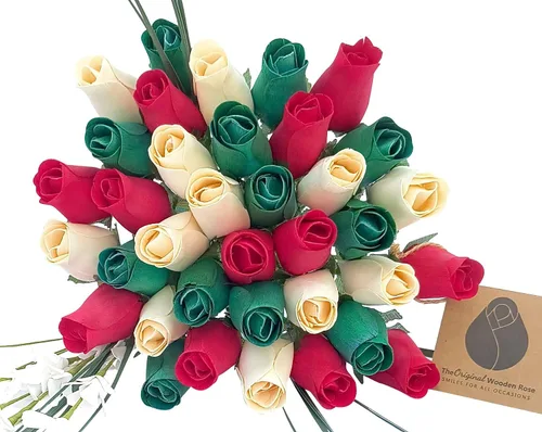 Vista 8 de Ramos originales de rosas de madera en 1, 2, o 3 docenas, Madera de abedul, Christmas, 1 Docena