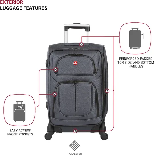 Vista 199 de SwissGear - Equipaje suave expandible Sion con ruedas, Negro