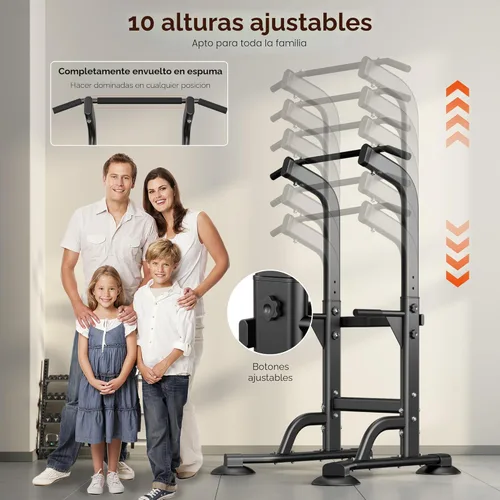 Vista 6 de SogesPower Power Tower Estación de Fondos Barra de Dominadas para Gimnasio en Casa con Altura Ajustable Equipo de Entrenamiento de Fuerza, Estación