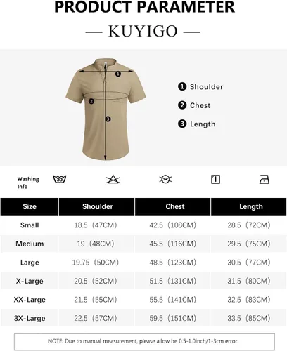 Vista 5 de KUYIGO Camisas Henley de manga corta para hombre, estilo casual, de algodón, de lino, con botones, regular, hippie, playera