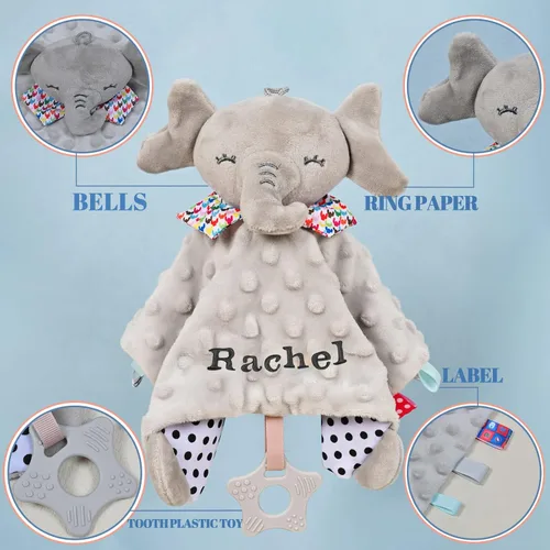 Vista 4 de Manta de seguridad para bebé, regalos personalizados para bebés con nombre, regalos para baby shower de Navidad, juguetes para bebés recién nacidos