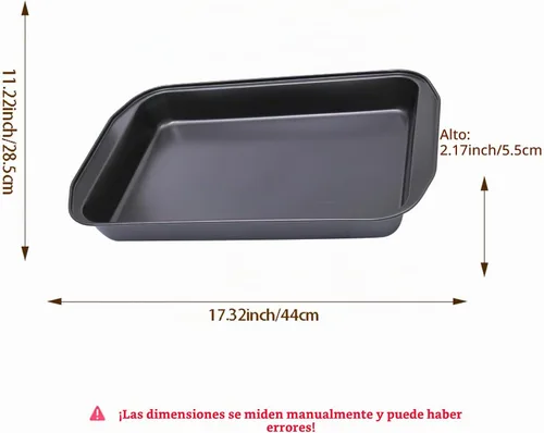 Vista 4 de Molde antiadherente de acero al carbono rectangular grande negro para hornear horno, 17 pulgadas