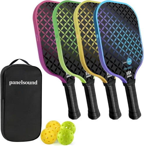 Vista 6 de Pickleball Paddles Set of 2 or 4, USAPA Approved Fiberglass Pickleball Racket Set with 4 Outdoor Pickleballs and 1 Carrying Case