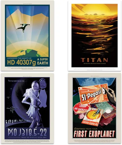 Vista 3 de Póster de la NASA Space Grand Tour Travel Exploration Exoplanet Art Print Decoración para el hogar, paquete de 17 – incluye impresión personalizada
