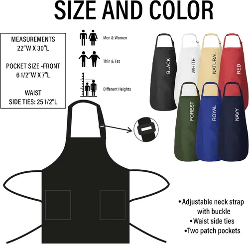 Vista 5 de ROKO CLOTHING Delantal de chef personalizado con nombre para hombres y mujeres con bolsillos, regalos personalizados para hornear, regalo de cocina