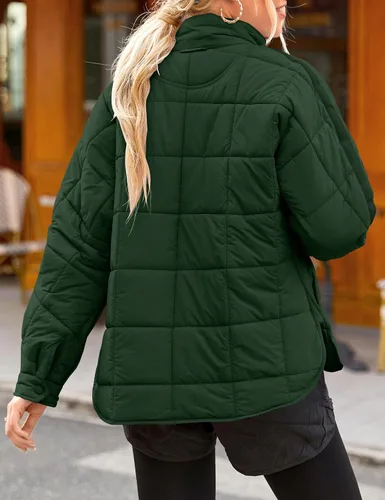 Vista 6 de LEANI Women's Oversized Lightweight Puffer Jackets Long Sleeve Zipper Short Down Coat with Pockets