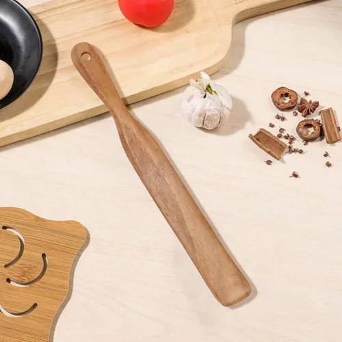 Vista 5 de Wooden Spurtles Set (5Pcs) - Teak Wood Kitchen Tools Set - Heat Non Stick Wood Cookware for Stirring & Mixing