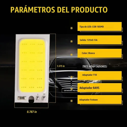 Vista 3 de YM E-Bright Paquete de 4 lámparas LED COB 18-SMD súper blancas con panel de cúpula para el interior del automóvil, placa de lectura
