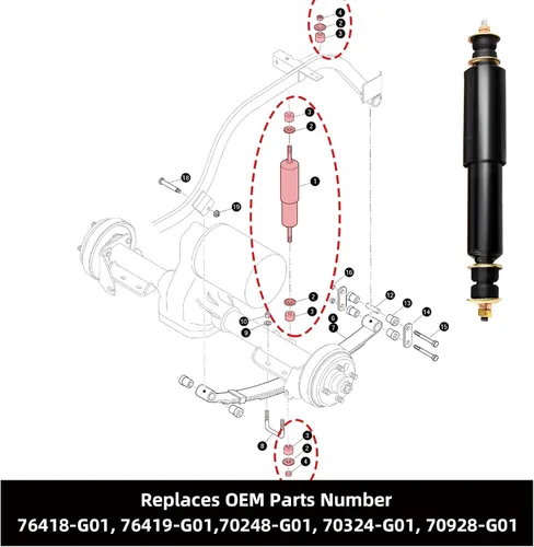 Vista 7 de Roykaw EZGO TXT Kit de amortiguadores delanteros y traseros para carrito de golf para modelos eléctricos y de gas de 1994 en adelante, reemplaza al