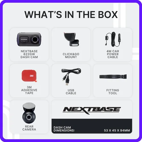 Vista 9 de Nextbase 622GW Gen 2 - Paquete de cámara de tablero frontal y trasera con cámara de ventana trasera, cámara 4K UHD para tablero con Wi-Fi