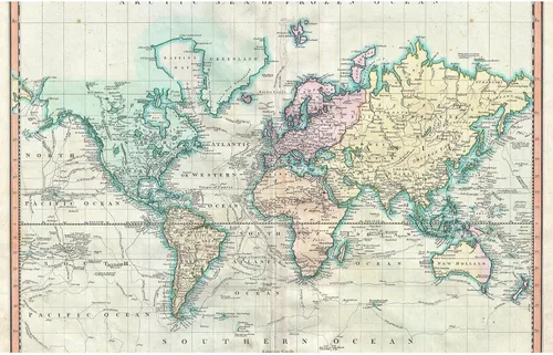 Vista 2 de CafePress Vintage Map of the World (1 pegatina ovalada para parachoques de coche)