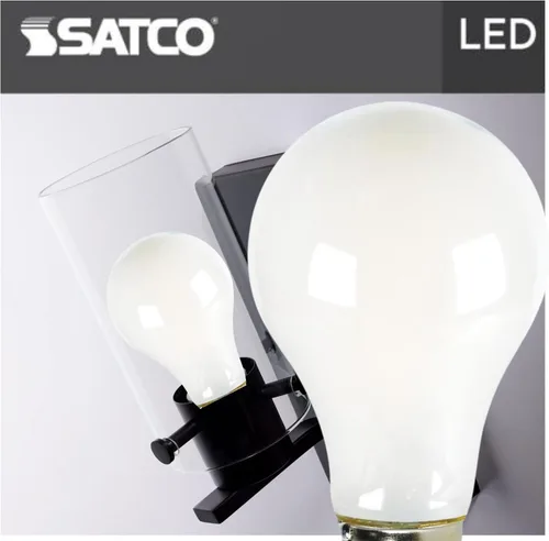 Vista 2 de Satco Bombilla LED A19 de 8 W, 2700 K, blanco suave, 800 lúmenes, base media E26, regulable, haz de 320 grados, accesorio cerrado nominal de 120 V